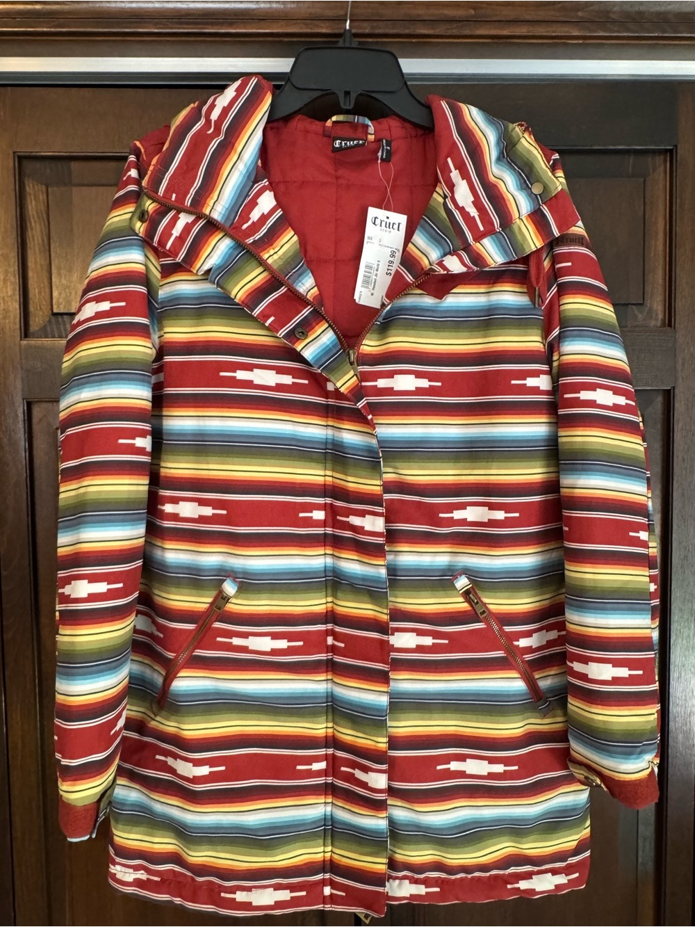 NWT Cruel Girl Denim hooded western serape print jacket